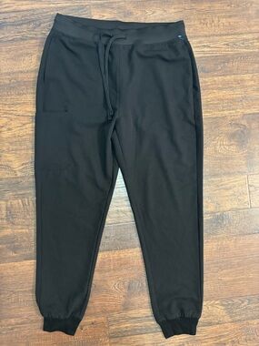 Mandala Black Jogger Scrub Pants with Drawstring
